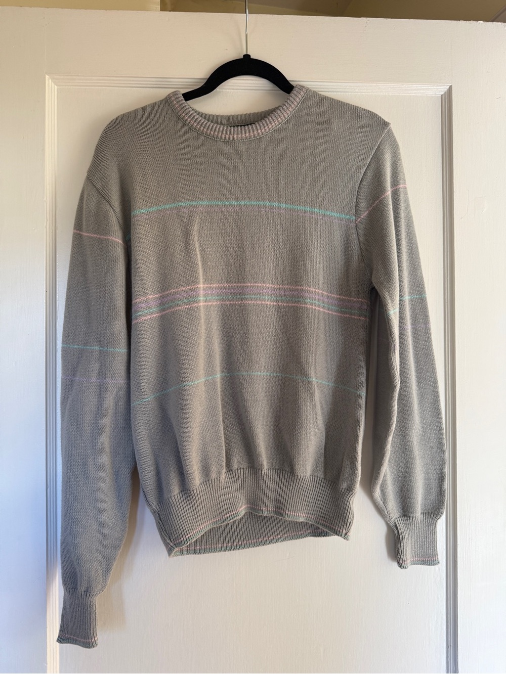 Gray Crewneck Stripe Sweater - Colours by Alexander Julian